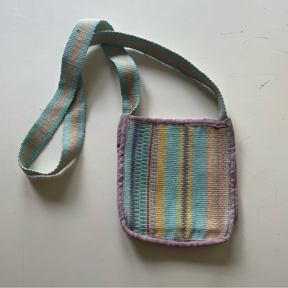 Pastel multi-colored, small woven bag